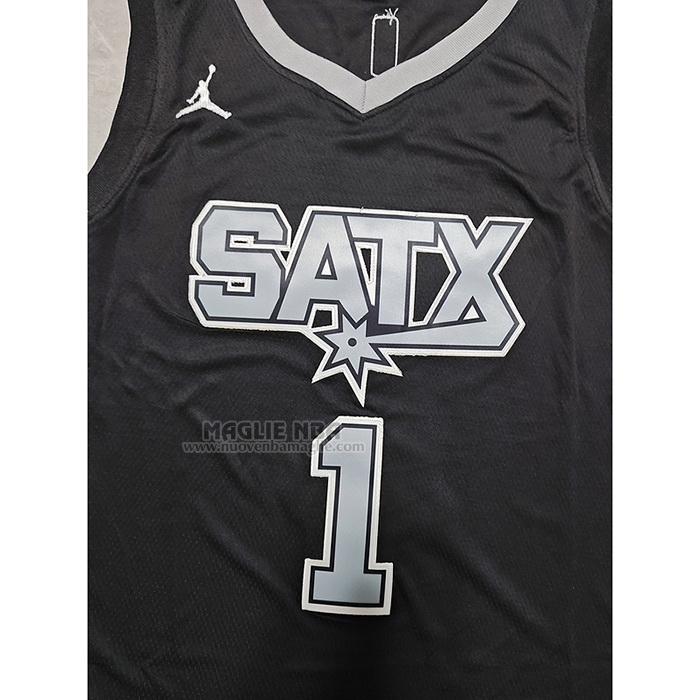 Maglia
 Victor Wembanyama NO 1 San Antonio Spurs Statement 2022-23 Nero

